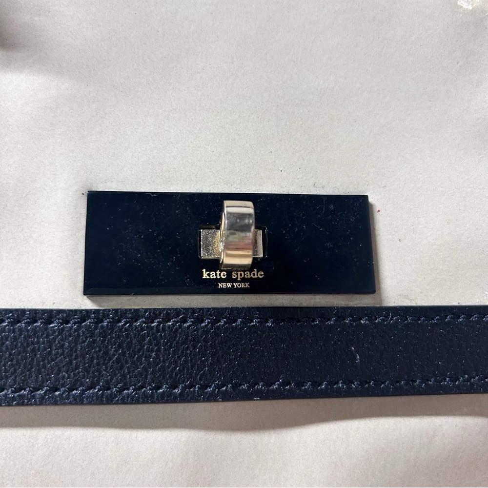 Kate Spade Auburn Place Cayton Satchel Bag Patent Cow Leather Cream and Black - Picture 4 of 15